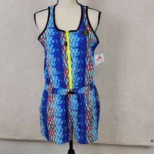 Loco Skailz Multi Color Performance  Fishing Active Romper‎ Shorts Sz M NEW